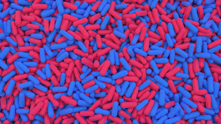 Digital background with heap of red and blue pillsの写真素材