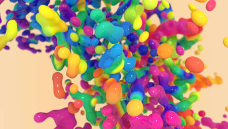 Multicolored splash abstract artistic background with colorful liquid