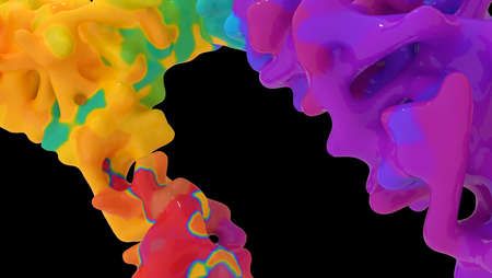 liquid splash colors in black space abstractの写真素材