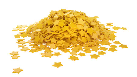 huge heap of wonderful yellow stars isolated on whiteの写真素材