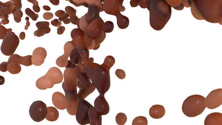 LIquid milk chocolate drops close up view isolated on whiteの写真素材