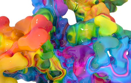 Abstract multicolored blob close up view isolated on whiteの写真素材