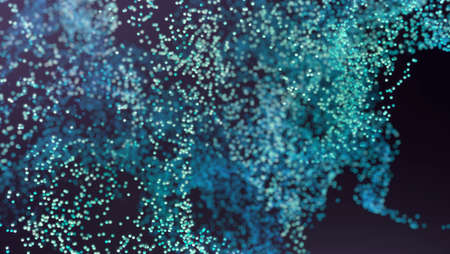 Tiny atomic particles close up view in abstract spaceの写真素材
