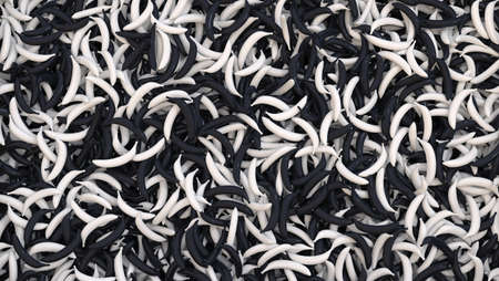 trendy fashion digital background with heap of strange black and white bananasの写真素材