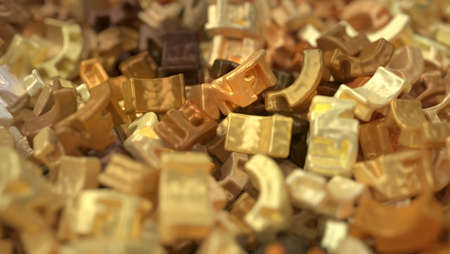 Golden sign NFT token close up view, conceptual business illustration