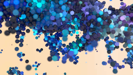 large cluster of blue glowing spheres in abstract spaceの写真素材