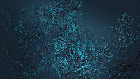 Abstract cloud of tiny particles flying in deep blue spaceの写真素材