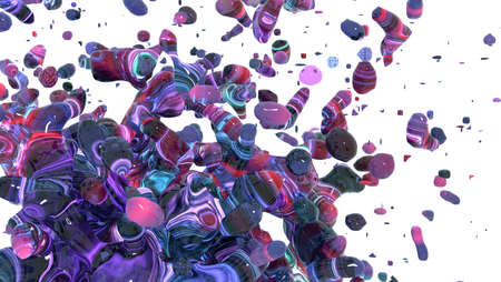 Abstract multicolored background with liquid object on whiteの写真素材