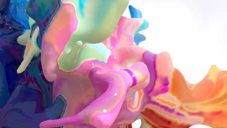 Abstract multicolored background with liquid paints close up viewの写真素材
