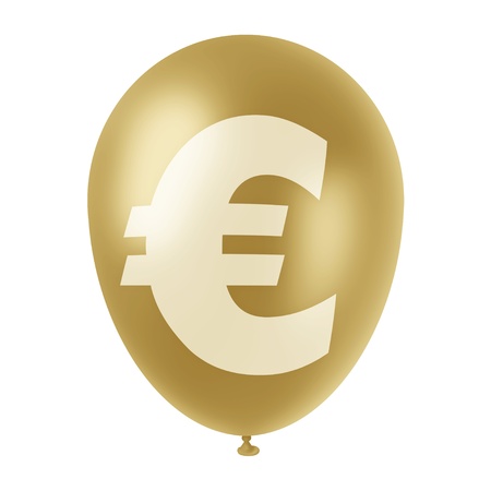 golden balloon with a symbol of euro currencyの写真素材