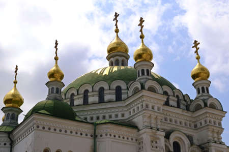 the domes of church in Kiev Pechersk Lavra, Ukraineの写真素材