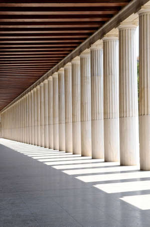 the columns in Greek museumの写真素材