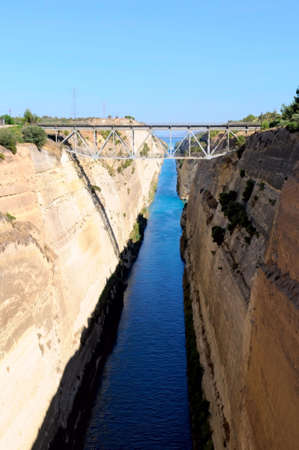The Corinth Canal connects the Gulf of Corinth with the Saronic Gulf, Greeceの写真素材
