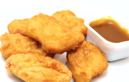 chicken nuggets with sauceの写真素材