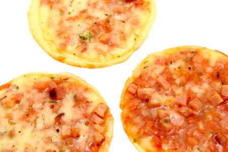 mini pizzas on whiteの写真素材