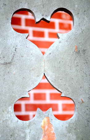 brick wall through carving patternの写真素材