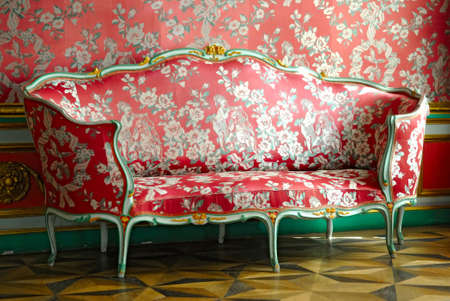 red sofa in old mansionの写真素材
