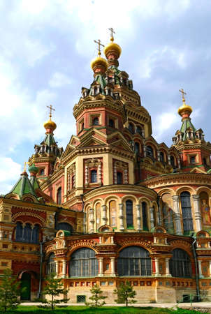 the Peter and Paul Cathedral in Peterhof, Russiaの写真素材