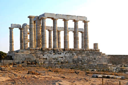the temple of Poseidon on cape Sounion, Greeceの写真素材