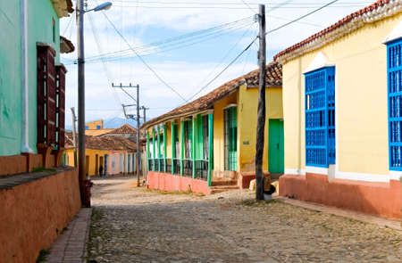 Colonial street in Trinidad, Cubaの写真素材
