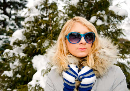 portrait of young beautiful woman in sun glassesの写真素材