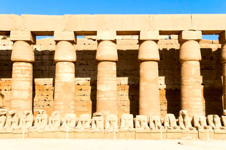 the columns and statues of Karnak temple complex, Egyptの写真素材