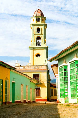 colonial street in historical center of Trinidad, Cubaの写真素材