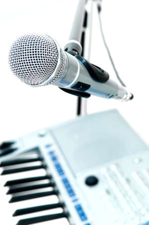 microphone and piano keyboardの写真素材