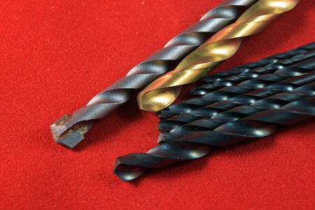 Close up different kinds and number of Metal drill bits