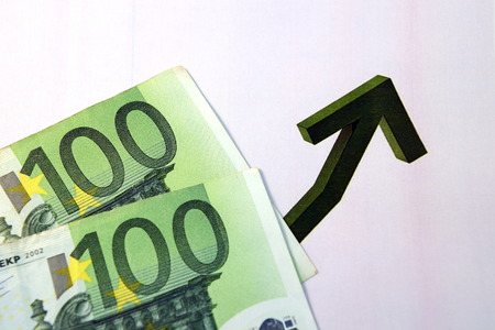 Close up of  Various currency notes and coins from different countriesの写真素材