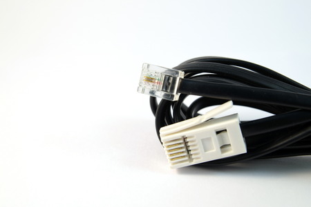 Close-up Network Cable on White Backgroundの写真素材
