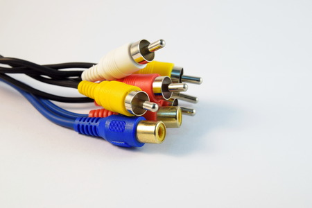 Close-up Audio Video Cable in White Background