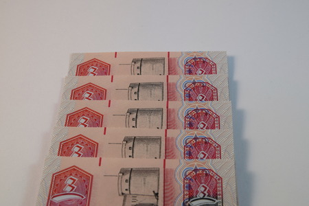 Close up of  Various currency notes and coins from United Arab Emirates