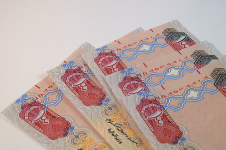 Close up of  Various currency notes and coins from United Arab Emirates