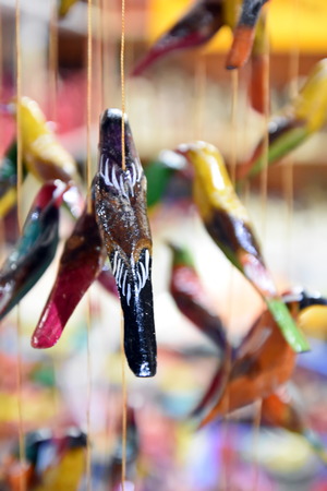 Various Wooden Handicraft in the marketの写真素材