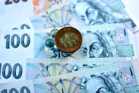 Close up Czech Koruna currency, Czech Republic