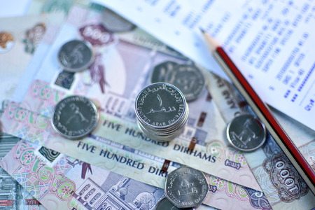 Close up Dirhams currency, United Arab Emirates