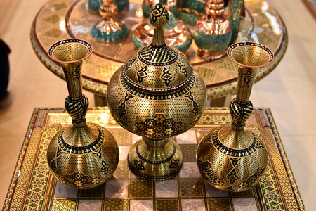 Handicraft made in Esfahan, Isfahan Grand Bazaar, Naqsh-e Jahan Square, esfahan, Iranの写真素材