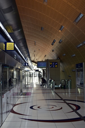 Dubai, United Arab Emirates - February 11, 2017, The Dubai Metro is a driverless, fully automated metro rail network in Dubai, United Arab Emiratesのeditorial素材