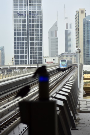 Dubai, United Arab Emirates - February 11, 2017, The Dubai Metro is a driverless, fully automated metro rail network in Dubai, United Arab Emiratesのeditorial素材