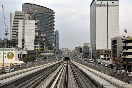 Dubai, United Arab Emirates - February 11, 2017, The Dubai Metro is a driverless, fully automated metro rail network in Dubai, United Arab Emiratesのeditorial素材