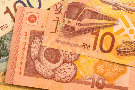 Close up Malaysia Ringgit currency note RMY