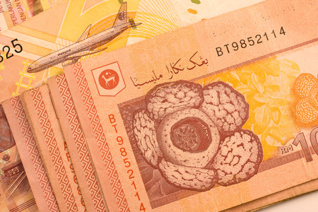 Close up Malaysia Ringgit currency note RMY