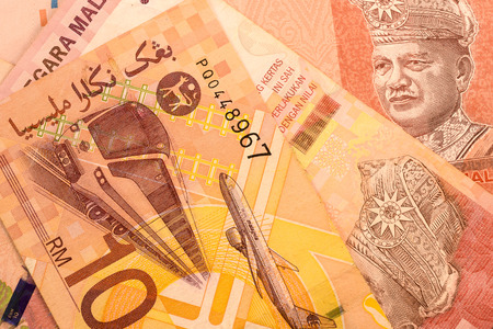 Close up Malaysia Ringgit currency note RMY