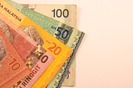Close up Malaysia Ringgit currency note RMY