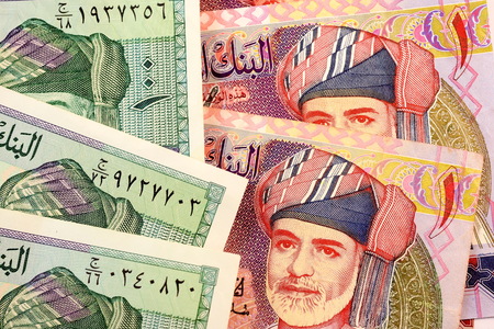 Close up Omani Rial currency note OMR