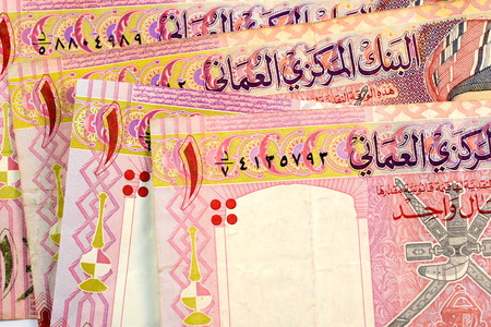 Close up Omani Rial currency note OMR
