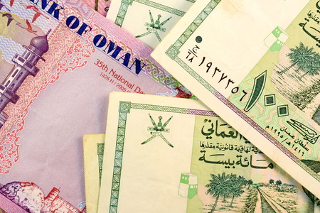 Close up Omani Rial currency note OMR