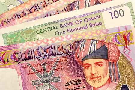 Close up Omani Rial currency note OMRの写真素材
