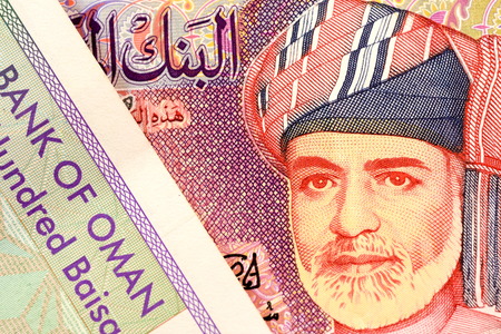 Close up Omani Rial currency note OMRの写真素材
